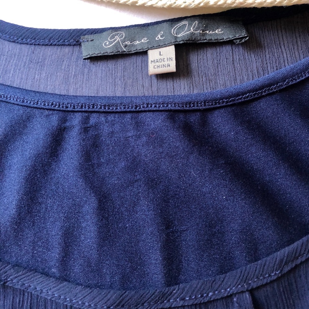 Rose And Olive Navy Sheer Short Sleeve - Picture 7 of 8